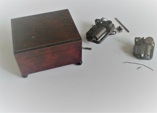 Antique Music Box Walnut - Plus 2 Music Box Movements