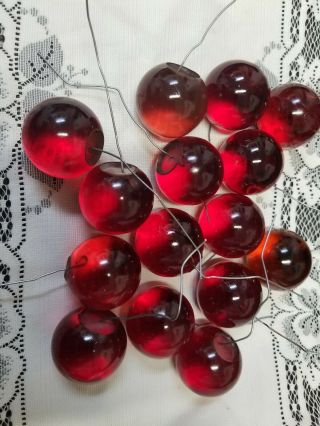 Vintage Acrylic Glass Resin Retro Grapes 15 Single Grape Red Cherry Craft