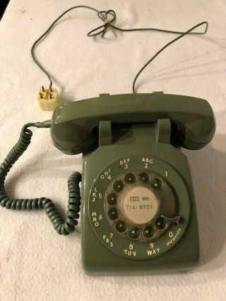 Vintage Bell System Rotary Dial Telephone 500 C/d Green Desk Phone