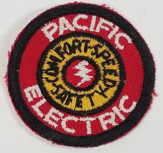Vtg Pacific Electric Railway Red Cars Embroiderd Patch Streetcarrs California