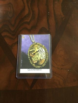 Game Of Thrones Valyrian Steel Sketch Card - Cersei Lannister Lion Necklace