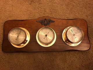 Vintage Barometer Temperature Humidity Springfield Nautical Weather Station Usa