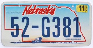 Nebraska 2011 Pioneer Conestoga Covered Wagon Graphic License Plate 52 - G381