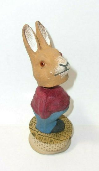 German Nodder Paper Mache Rabbit Antique Glass Eyes Easter Candy Container T