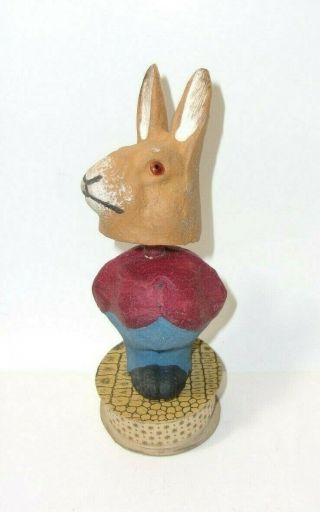 German Nodder Paper Mache Rabbit Antique Glass Eyes Easter Candy Container T 2