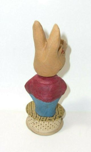 German Nodder Paper Mache Rabbit Antique Glass Eyes Easter Candy Container T 3
