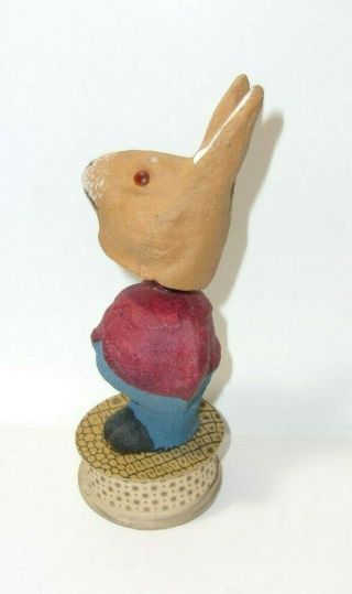 German Nodder Paper Mache Rabbit Antique Glass Eyes Easter Candy Container T 4