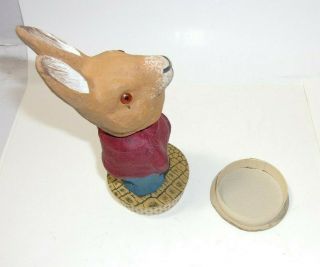 German Nodder Paper Mache Rabbit Antique Glass Eyes Easter Candy Container T 7