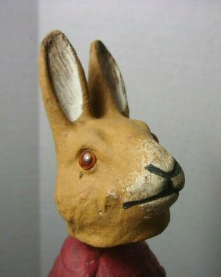 German Nodder Paper Mache Rabbit Antique Glass Eyes Easter Candy Container T 8