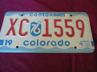 Colorado Centennial License Plate,  Xc 1559