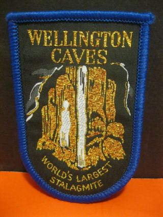 Nos Vintage “wellington Caves” Australia Patch W/ World’s Largest Stalagmite