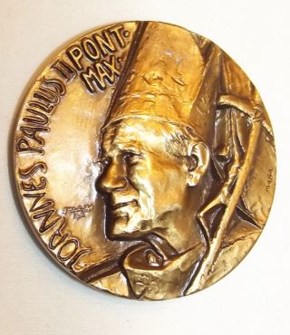 Bronze Medallion Pope John Paul Ii 1984 Visit To Canada Columbo Maba Italy