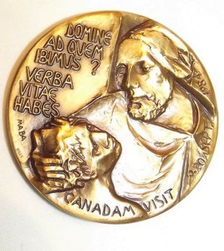 Bronze Medallion Pope John Paul II 1984 Visit to Canada Columbo MABA Italy 2