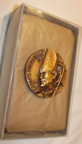 Bronze Medallion Pope John Paul II 1984 Visit to Canada Columbo MABA Italy 7