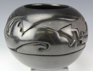 Signed Mida Tafoya Santa Clara Native American Pueblo Pottery Carved Vase NR JLB 2
