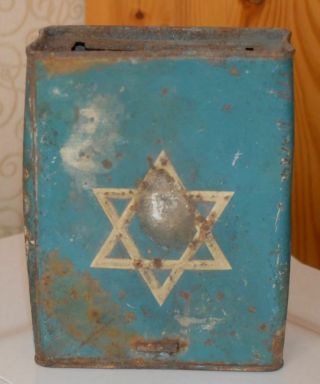 Pushke Tzedakah 1930s JNF Jewish National Fund Blue Box Keren Kayemet le ' Israel 3