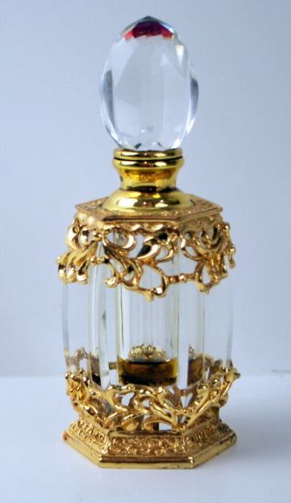 Vintage Ormolu Crystal Perfume Bottle Heavy Brilliant Crystal 5 " High
