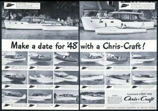 1948 Chris Craft 20 Boat Models Photos Vintage Print Ad