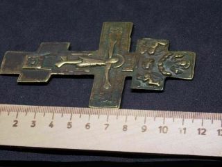 Antique Russian Orthodox bronzes Icon Cross PRAYER ON THE BACKSIDE 2