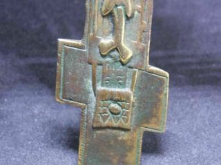 Antique Russian Orthodox bronzes Icon Cross PRAYER ON THE BACKSIDE 8
