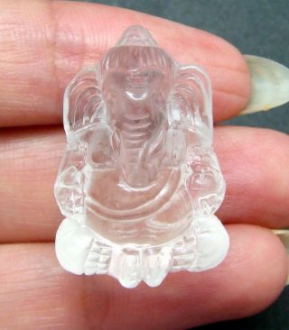 Hand - Crafted Optical Quartz Crystal God Ganesha Ganesh Carving Amulet Talisman