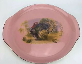Pink Vintage Turkey Plate Platter 13 1/4” X 12 1/4”