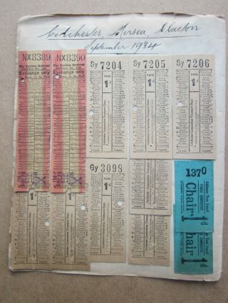 20 Early Bus Tickets C1934 - Colchester,  Mersea & Clacton - Worthing & Sompling