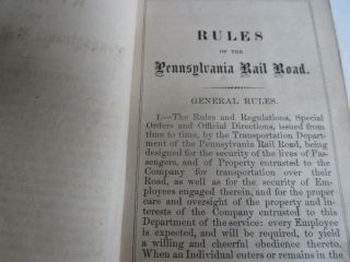 Old 1864 - PENNSYLVANIA RAILROAD - Rule BOOK - Transportation Dept.  Altoona PA. 3