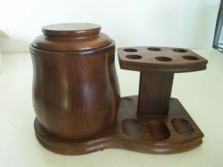 Vintage Decatur Industries Walnut Pipe Holder With Humidor