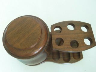 VINTAGE DECATUR INDUSTRIES WALNUT PIPE HOLDER WITH HUMIDOR 2