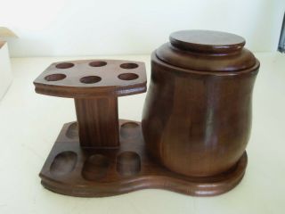 VINTAGE DECATUR INDUSTRIES WALNUT PIPE HOLDER WITH HUMIDOR 3