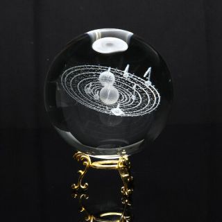 10cm 3D Solar System Crystal Ball Planets Glass Laser Engraved Globe Decoration 2