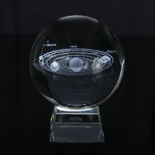 10cm 3D Solar System Crystal Ball Planets Glass Laser Engraved Globe Decoration 4