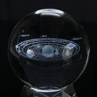 10cm 3D Solar System Crystal Ball Planets Glass Laser Engraved Globe Decoration 5