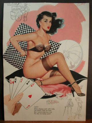 Bill Randall Calendar Page February 1956 Trade 4 Aces For This One Lovely Queen