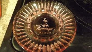Vintage Rare Fabulous Flamingo Hotel Casino Las Vegas Glass Pink Ash Tray