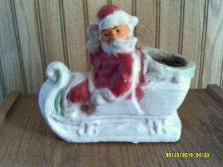 Antique Vintage Christmas Santa Sleigh Paper Mache Candy Container 1940 