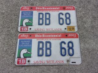 Ohio 2006 Ducks Unlimited License Plate Pair Bb 68