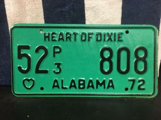 Vintage 1972 Alabama License Plate