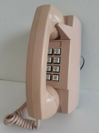 Vintage 1979 GTE Automatic Electric 43 - 8002 Pink Beige Push Button Wall Phone 2