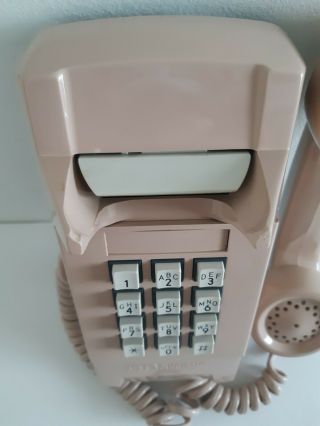 Vintage 1979 GTE Automatic Electric 43 - 8002 Pink Beige Push Button Wall Phone 5
