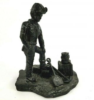 Vintage Coal Miner Figurine Statuette Black Gold Coal Crafts Usa 11 1/4 " Tall