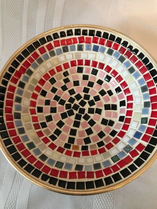 Vintage Tile Mosaic Bowl Mid Century Mod
