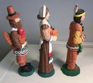 Jaimy Figurines Thanksgiving Mr.  & Mrs.  Pilgrim Native American Detailed Vintage 3