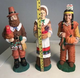 Jaimy Figurines Thanksgiving Mr.  & Mrs.  Pilgrim Native American Detailed Vintage 8