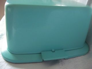 Vintage 1950s Blue/Teal Square Plastic Cake Keeper Holder Stand Cover 4