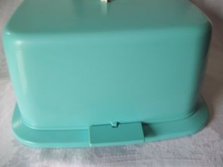 Vintage 1950s Blue/Teal Square Plastic Cake Keeper Holder Stand Cover 6