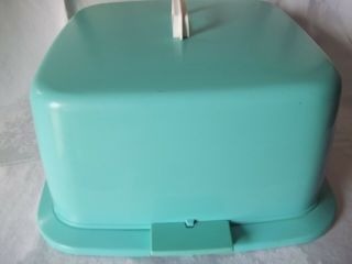 Vintage 1950s Blue/Teal Square Plastic Cake Keeper Holder Stand Cover 8
