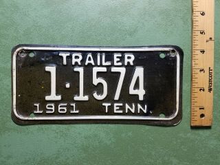 1961 Tennessee Trailer License Plate 1 - 1574 4