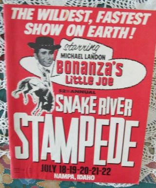 Vintage 1967 Rodeo Program Idaho Michael Landon Little Joe Snake River July Vg